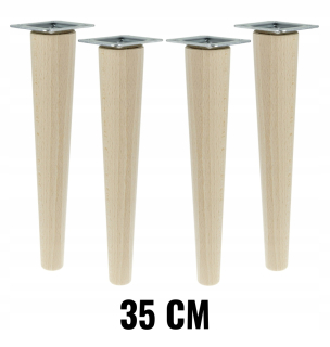 Nábytkové nožičky - 4 x bukové stopy surové kužeľ 35 cm s plachtami