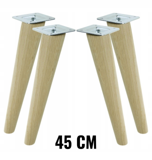 Nábytkové nožičky - 4 x šikmé dubové nohy 45 cm s montážnym listom