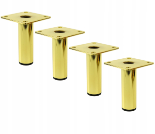 Nábytkové nožičky - 4x noha fi 25 mosadz na nábytok 13 cm s plechom