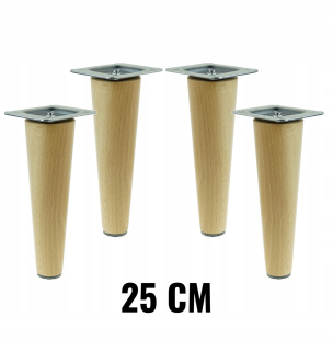 Nábytkové nožičky - 4x nôh buk nohy jednoduchý lak s sadou 25 cm