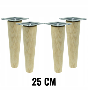 Nábytkové nožičky - 4x Drevená dubová noha s jednoduchou setou 25 cm