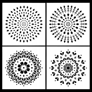Šablóna maľovanie stenu - 4x šablóna maľovania pre maľovanie mandala 30x30 cm