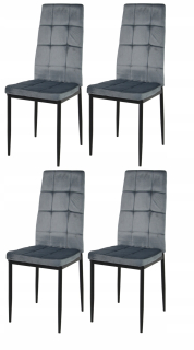 Kuchynská, jedálenská stolička - 4x stolička kuchynský salón šedá velor, čierne nohy