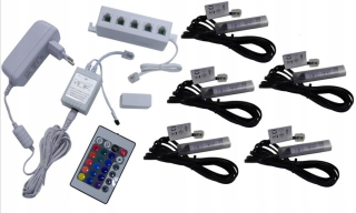 Osvetlenie nábytku - 5x RGB LED klipy pre sklenené police súpravy