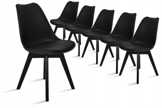 Kuchynská, jedálenská stolička - 6 Škandinávske vederné stoličky Eco Black