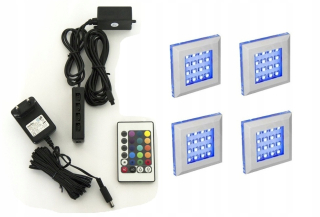 Osvetlenie nábytku - 6 -bodové LED Square RGB + diaľkové ovládanie