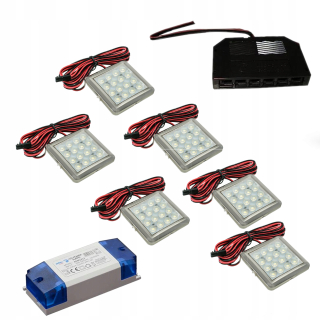Osvetlenie nábytku - 6x nábytok lampa. Svietiteľ pod skrinkou 1,5 W + napájací zdroj