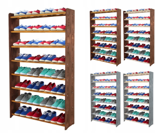 Botník do predsiene - 8-svahový stojan pre topánky RBS / SZER. 90 cm / hnedé topánky