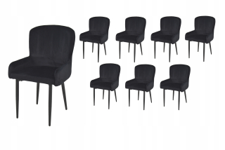 Kuchynská, jedálenská stolička - 8x kreslá čierna velor salón/jedáleň