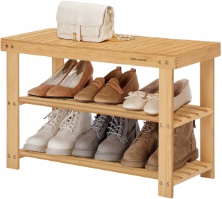 Lavica, taburetka do predsiene - Bambusová lavica pre hallové topánky 70 cm boho