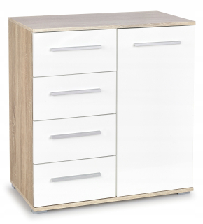 Komoda do študenskej izby - Biela Sonoma Oak hrudník z zásuviek Lima Halmar KM-2 Skrinka