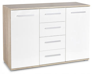 Komoda do študenskej izby - Biela Sonoma Oak hrudník z zásuviek Lima Halmar KM-4 skrinka