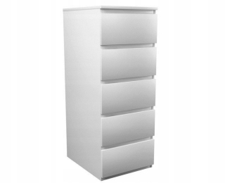 Biela veľká komoda skrinky 5 zásuviek 40 cm
