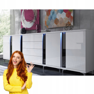 Komoda do obývačky - Biela šatne salón Glamour Shine Marco 280 cm