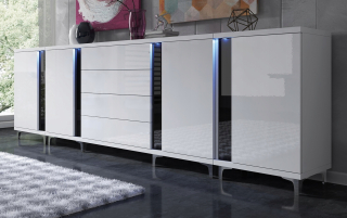 Komoda do študenskej izby - Biela glamour dresser veľká zásuvka lesk Marco