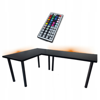 Herný stôl - Rohový herný stôl čierny LED RGB Výrobca