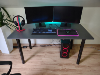 Herný stôl - RGB LED Gaming Desk 138x68 Graphit