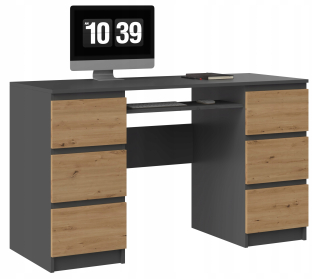 Písací stôl pre mládež - Počítačový stôl Kuba Anthracite Oak Artisan Office