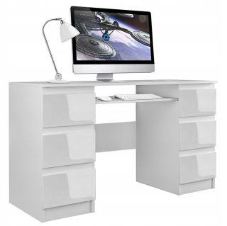 Písací stôl pre mládež - Kuba Desk - biely lesk