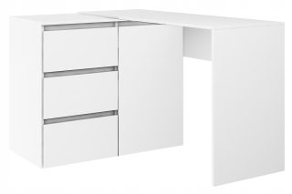 Písací stôl pre mládež - Megan N2 rohový stôl vľavo biely 90 120 cm