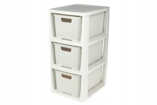 Regál, komoda do kúpeľne - Branq Rattan Tri -kus stojan biely 48 cm