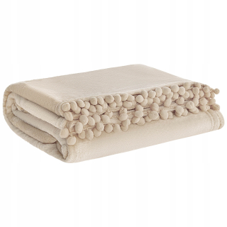 Prikrývka, prehozy na posteľ - Béžová prikrývka s pompoms 150x200 čerpadlom