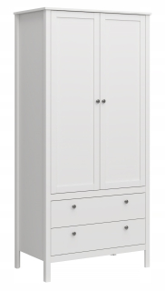 Šatníková skriňa do študenskej izby - Biele šatníky Kalmar 2d2s 90 cm