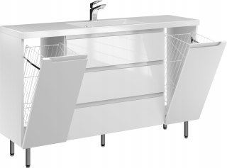 Skrinka do kúpeľne - Biela kúpeľňa stojaca so 140 cm umývadlom