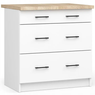 Kuchynská skrinka - Biela kuchynská skrinka stojaca s 3 zásuvkami 80 cm