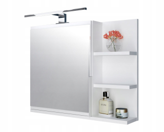 Skrinka do kúpeľne - Biela skrinka so zrkadlom a LED, kúpeľňová skrinka