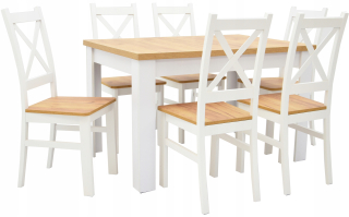 Jedálenská zostava, set - Biely záložník -out stôl 80x140 a 6 kuchynských stoličiek