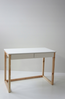 Písací stôl pre mládež - Bialy Desk, Škandinávsky drevený rám 100 cm