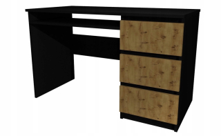 Písací stôl pre mládež - Black Desk, remeselníkové dubové fronty 120x60 cm