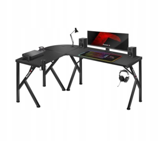 Herný stôl - Huzaro Hero 6.3 rohový stôl Black Gaming Black