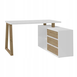 Písací stôl pre mládež - White Corner Desk + Artisan s štýlovou poličkou