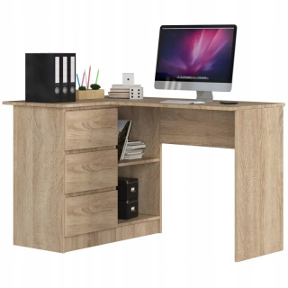 Detský písací stôla do detskej izby - Sonoma dąb Sonoma Corner Desk 124 3 zásuvky 2 police