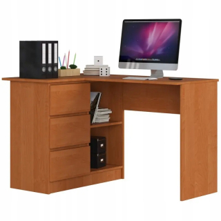 Písací stôl pre mládež - Mládež Corner Desk Alder 124 3 zásuvky