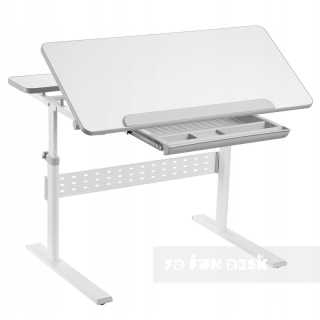 Detský písací stôla do detskej izby - Nastaviteľný písací stôl BIELA+ŠEDÁ Ergonomický/Detský