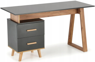 Kancelársky stôl - Nastaviteľný stôl Sergio Oak Wotan Anthracite Halmar