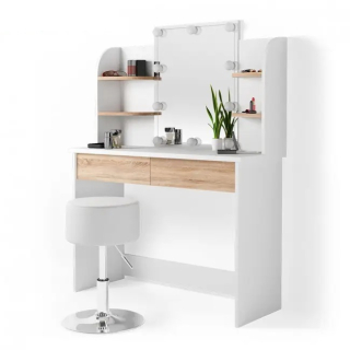 Toaletný stolík - Vicco Whitce Mat Tokco 108 x 138,7 x 38 cm podsvietenia, vrátane stoličky