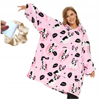 Prikrývka, prehozy na posteľ - Teplá mikina nadmerná prikrývka + scrunsies elastické