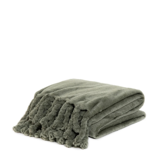 Prikrývka, prehozy na posteľ - Teplá hladká prikrývka s vrkôt s strapcami 130x190 homla