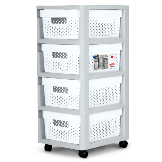 Knižnica, regál - Curver Rack Gray Skrint 4 zásuvky 4x11 L