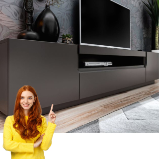 Skrinka pod TV - Čierna skrinka podkrovie stola 200 cm visí stojaci