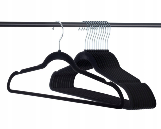 Vešiak do predsiene - Black Velor Anti -Slip Hangers 100Sztuk