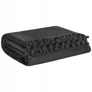 Prikrývka, prehozy na posteľ - Čierna prikrývka s pompoms 150x200 čerpadlom