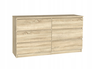 Komoda do obývačky - Sonoma Oak Big hrudník zásuviek York 140 cm 6 zásuviek