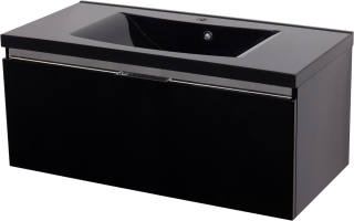 Skrinka do kúpeľne - Diamantový kúpeľňový nábytok čierna skrinka Washbasin 100