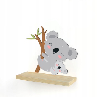 Polica do detskej izby - Drevené poličky medveď koala zlaté police