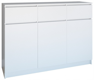 Komoda do detskej izby - Veľká biela zásuvka 3 dvere 3 zásuvky 120 cm rohož